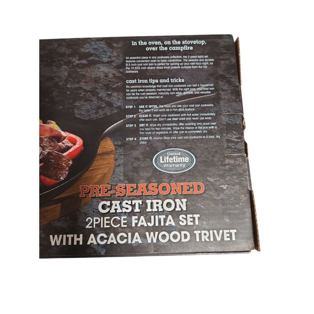 Smith & Clark Ironworks Cast Iron Fajita Set – 9.5" Skillet & Trivet 2-Piece - Picture 3 of 3